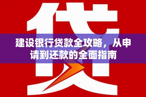 桐庐建设银行贷款全攻略，从申请到还款的全面指南