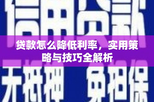 桐庐贷款怎么降低利率，实用策略与技巧全解析