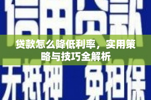 桐庐贷款怎么降低利率，实用策略与技巧全解析
