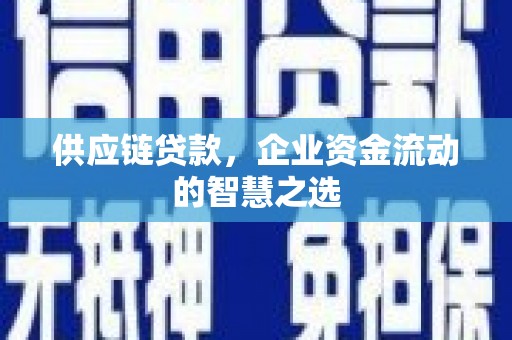桐庐供应链贷款，企业资金流动的智慧之选