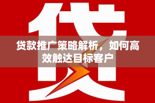 桐庐贷款推广策略解析，如何高效触达目标客户