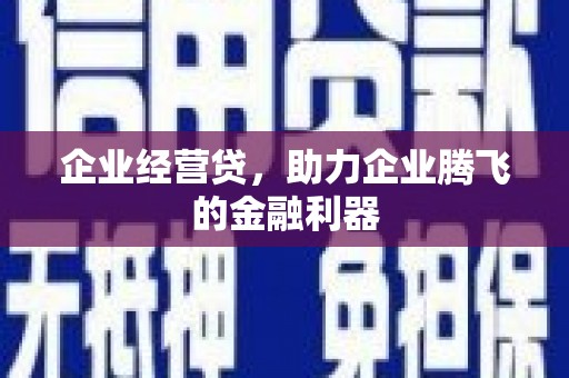 桐庐企业经营贷，助力企业腾飞的金融利器