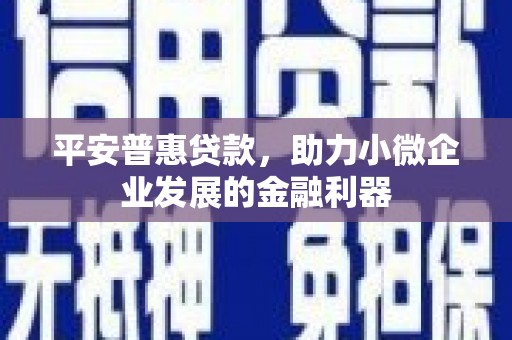 桐庐平安普惠贷款，助力小微企业发展的金融利器